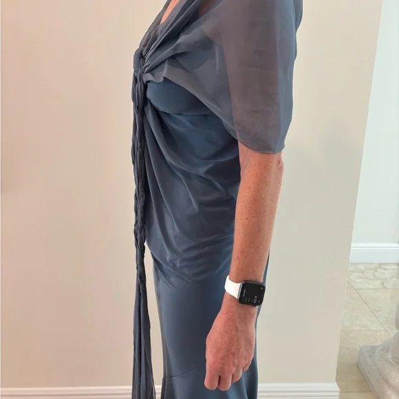 Rene Ruiz Blue Gray Ruched Gown - Picture 4 of 5